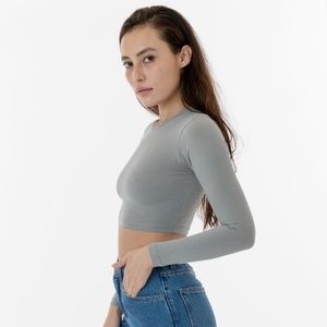 NWOT LA Apparel Garment Dye Long Sleeve Crop Top